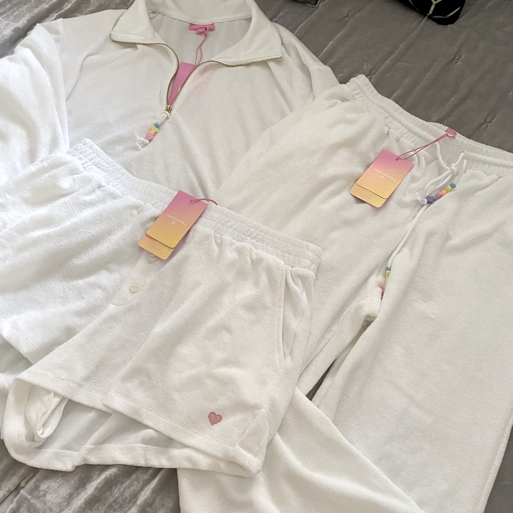 Stoney Clover Lane white terry cloth set (3pieces)